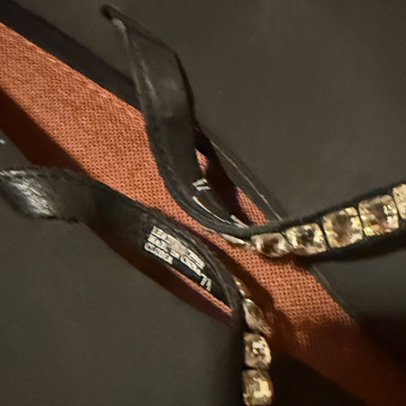 Yellow Box Black Sandals with Glittering Straps - Picture 4 of 6